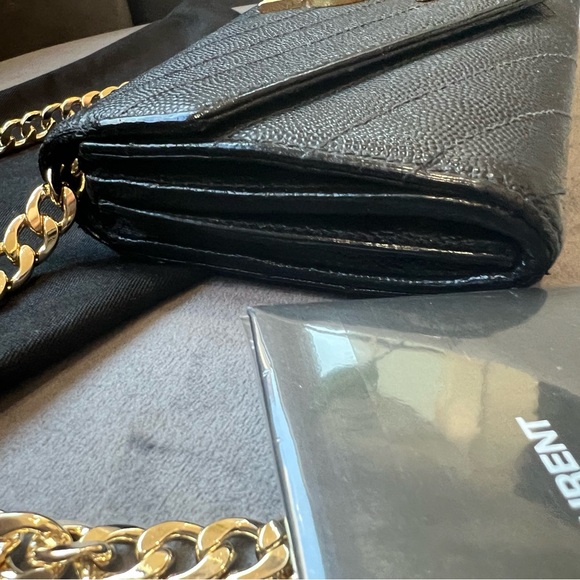 Black YSL Cassandre Flap wallet on chain gold - Picture 5 of 12